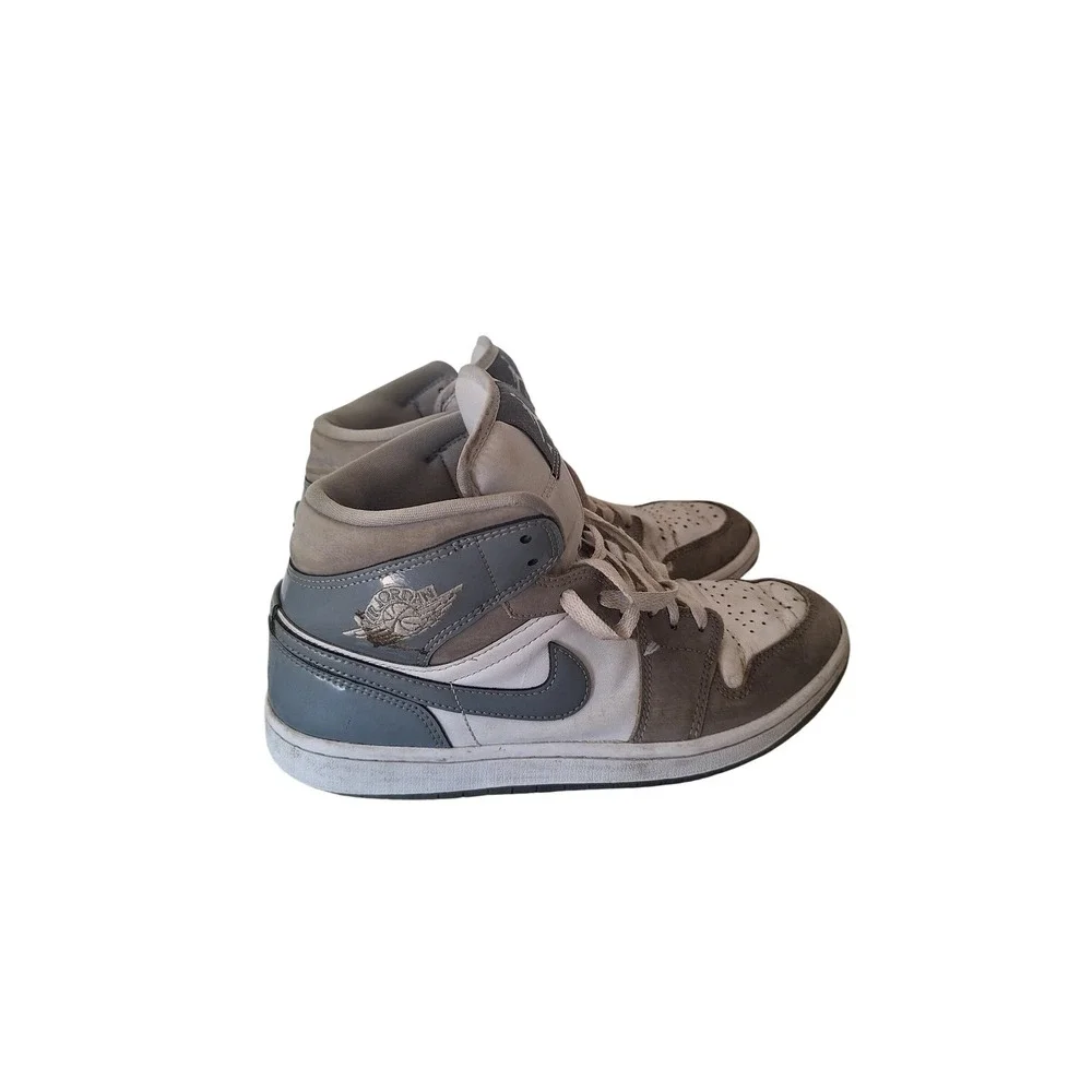 Jordan Air‎ Jordan 1 SE Mid Patent Cool Grey White/Grey Leather Men HF3216-100